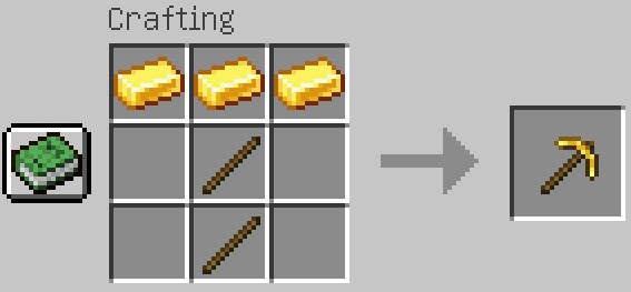 How to make golden Pickaxe Minecraft